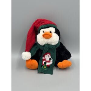 Penguin Santa Scarf Hat Sitting Plush 10" Stuffed Animal TB Trading Co